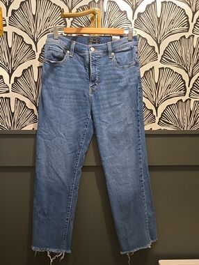 Banana Republic Classic Blue Straight-Leg Jeans with Frayed Hem